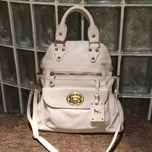 Emma Fox white leather classic  tote sachel
